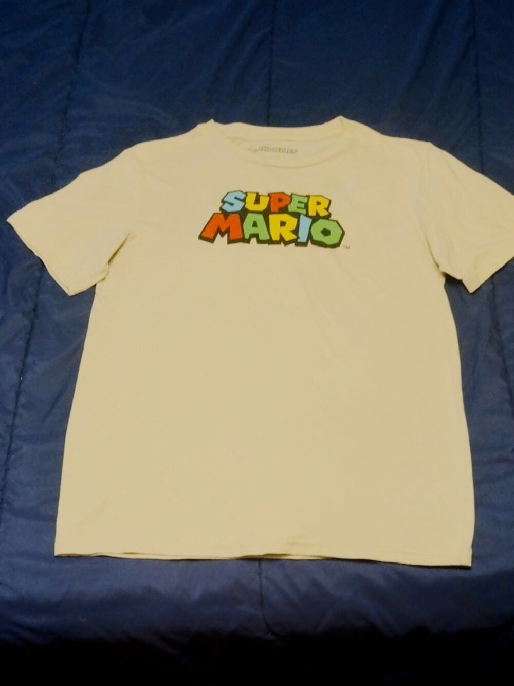 Nintendo MarioKart Mens Size S Super Mario Beige Tagless Graphic T-Shirt